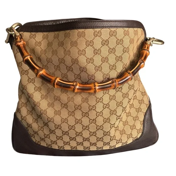 Gucci Canvas Diana Satchel with Bamboo Detail